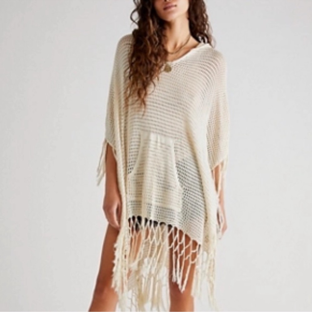 Free People Poncho - Natural Cream Color One Sized NWOT